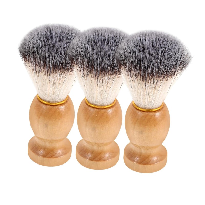 3Pcs Mens Soft Bristle Shaving Brush For Gentle Beard Grooming And Facial Cleansing - Image 1